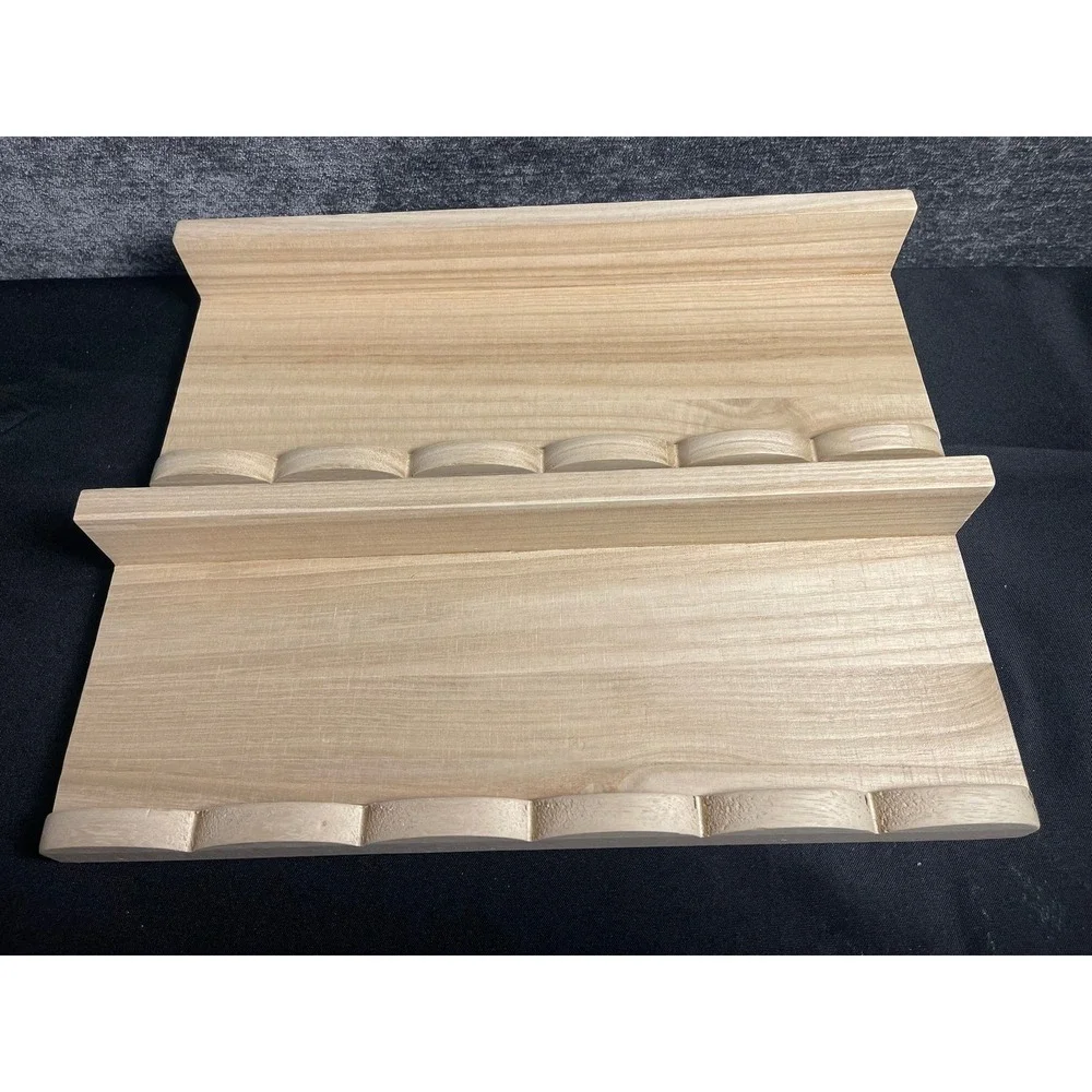 Natural Wood Scalloped Wall Shelf Floating Ledge Picture Rail 15.5 Inch Display